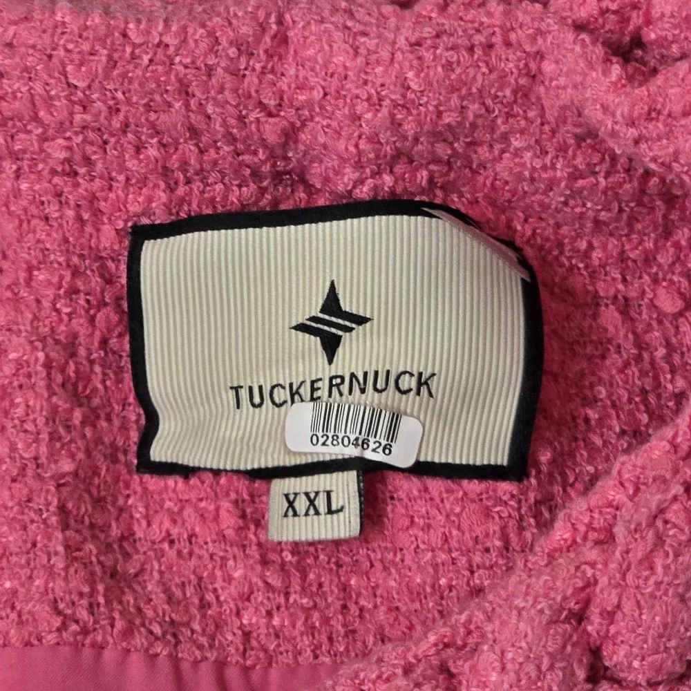 Tuckernuck Jackie Tweed Dress Womens XXL Pink Gold Button Short Sleeve Preppy - Picture 5 of 7